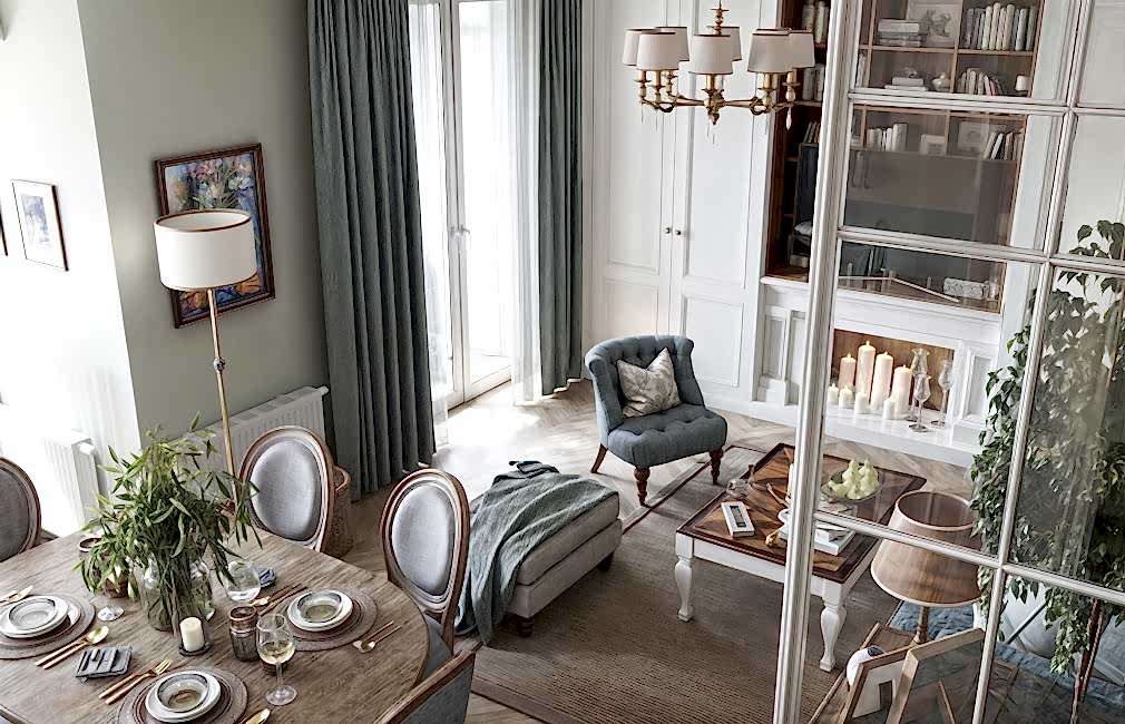 Dream studio for a beautiful woman Living room