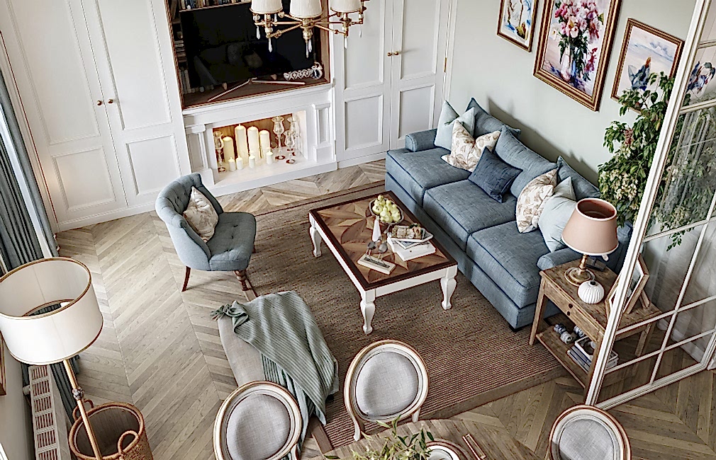 Dream studio for a beautiful woman Living room